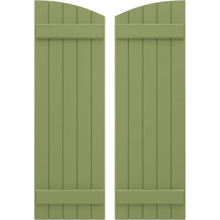 Americraft 5-Board (2 Batten) Wood Joined Board-n-Batten Shutters W/ Ellipt Top, ARW101BE518X66MGH